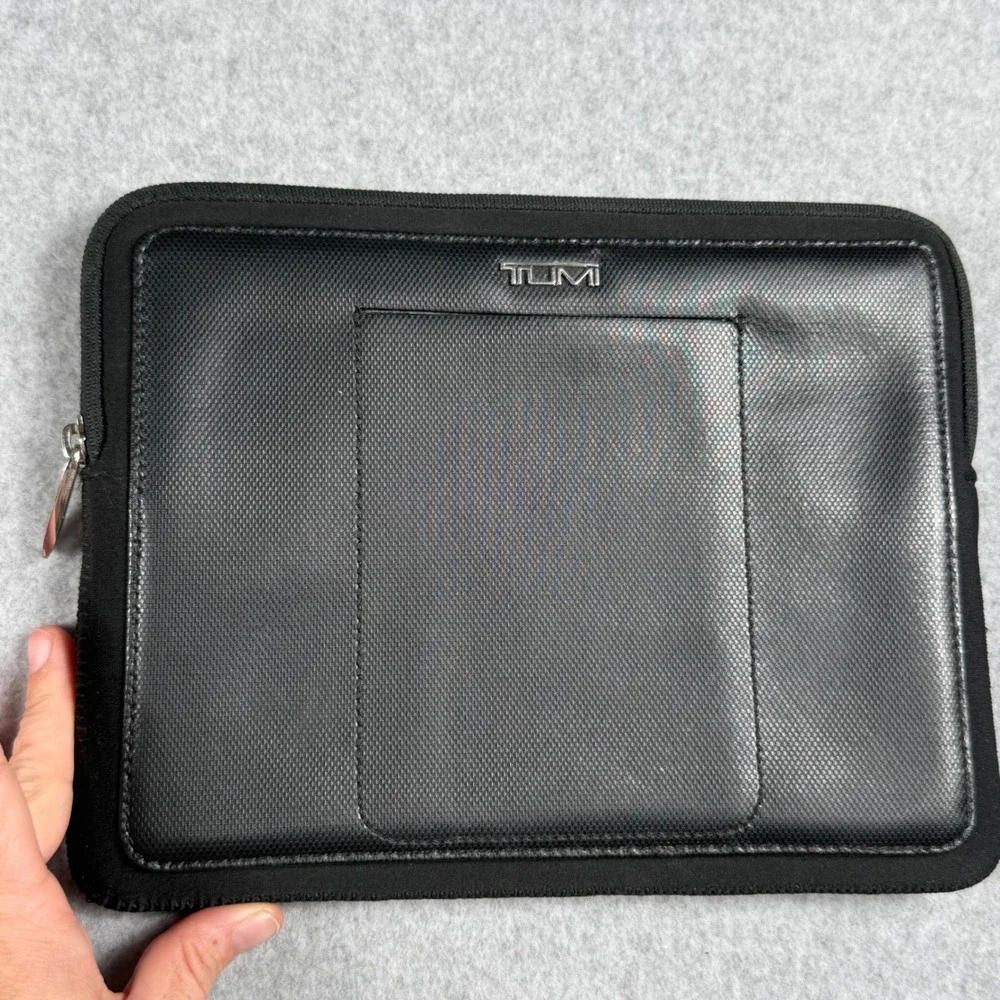 TUMI TICON 32602DT Slim Flap Briefcase Black Leather Nylon w Tablet Case